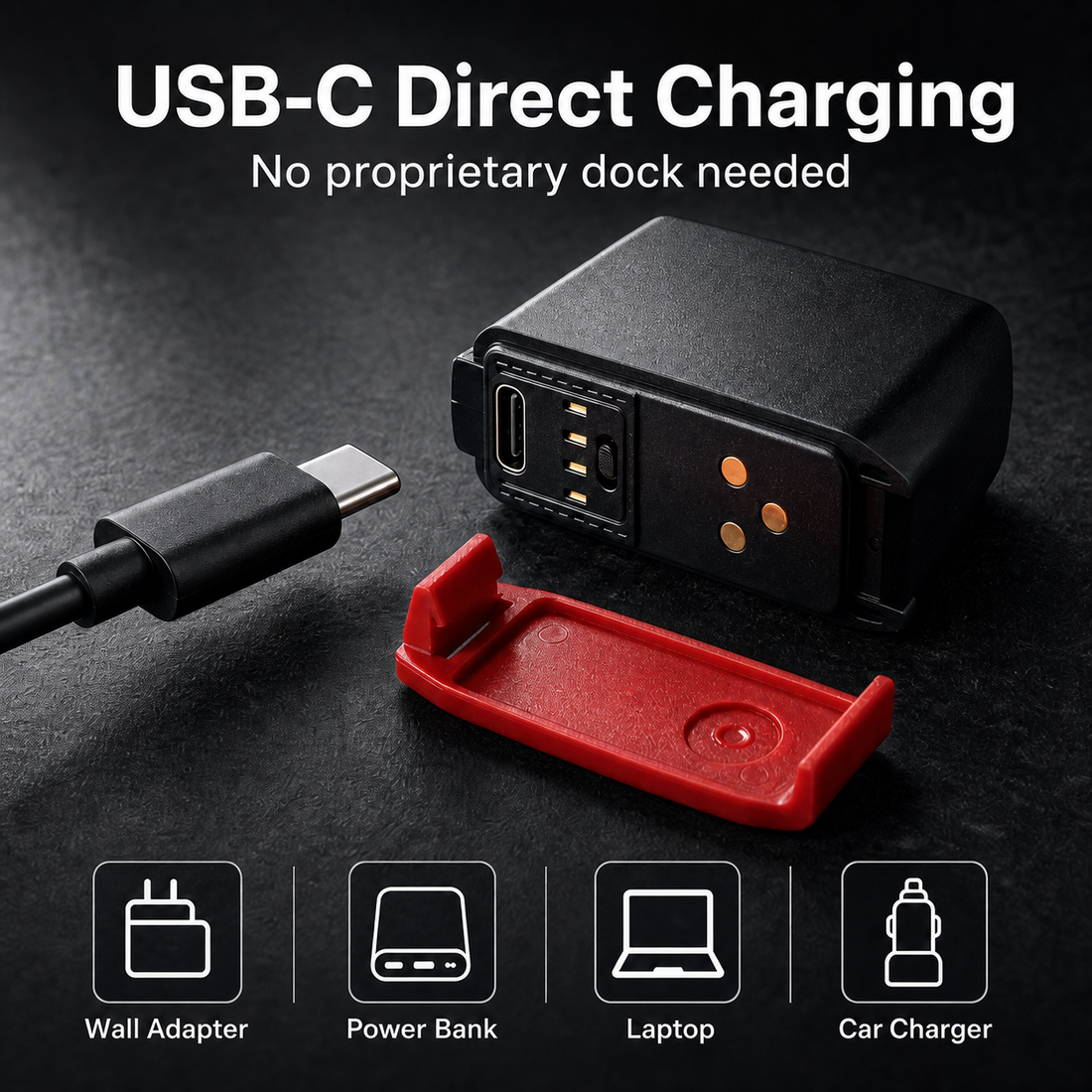VELYN 500mAh Replacement Battery for SRAM AXS, USB-C Rechargeable Bike Battery with 4-LED Power Indicator, Fits eTap, Eagle, Red, Force, Rival, GX, XX1, X01, Reverb AXS Dropper 