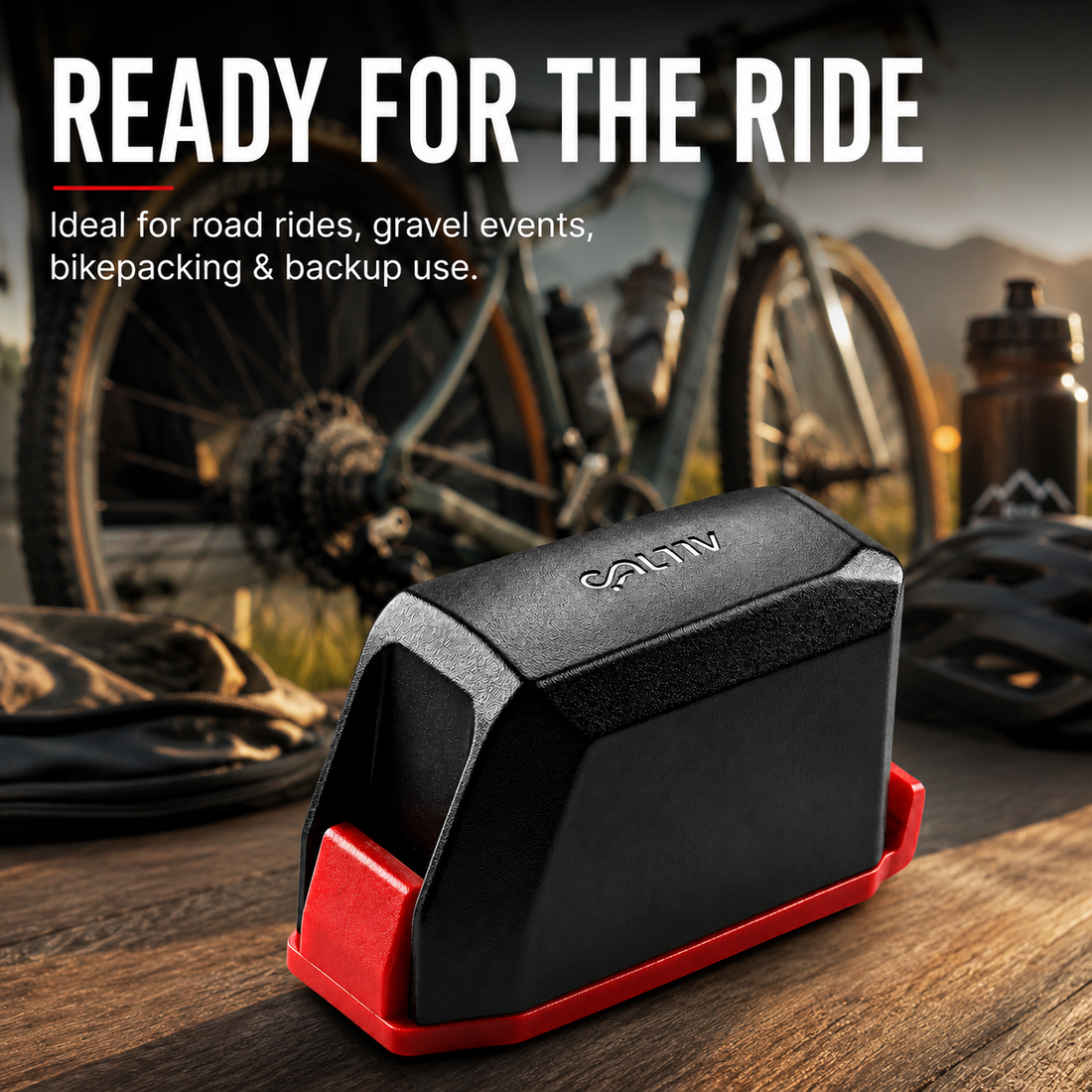 AXS rider backup battery setup with spare rechargeable battery and USB-C cable