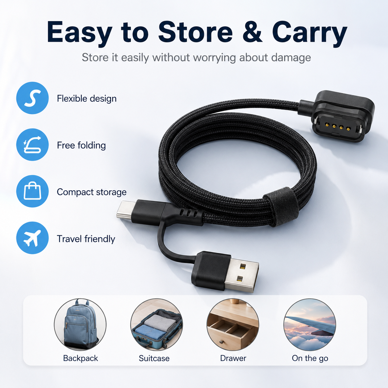 Shimano Di2 compatible magnetic charging cable used with USB power source near bike
