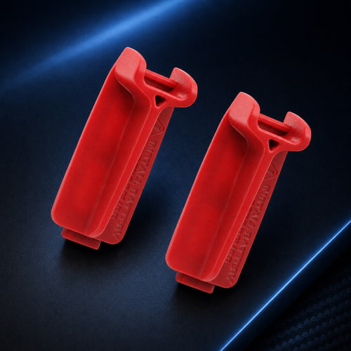 two red rear derailleur battery protector covers for select SRAM AXS eTap components