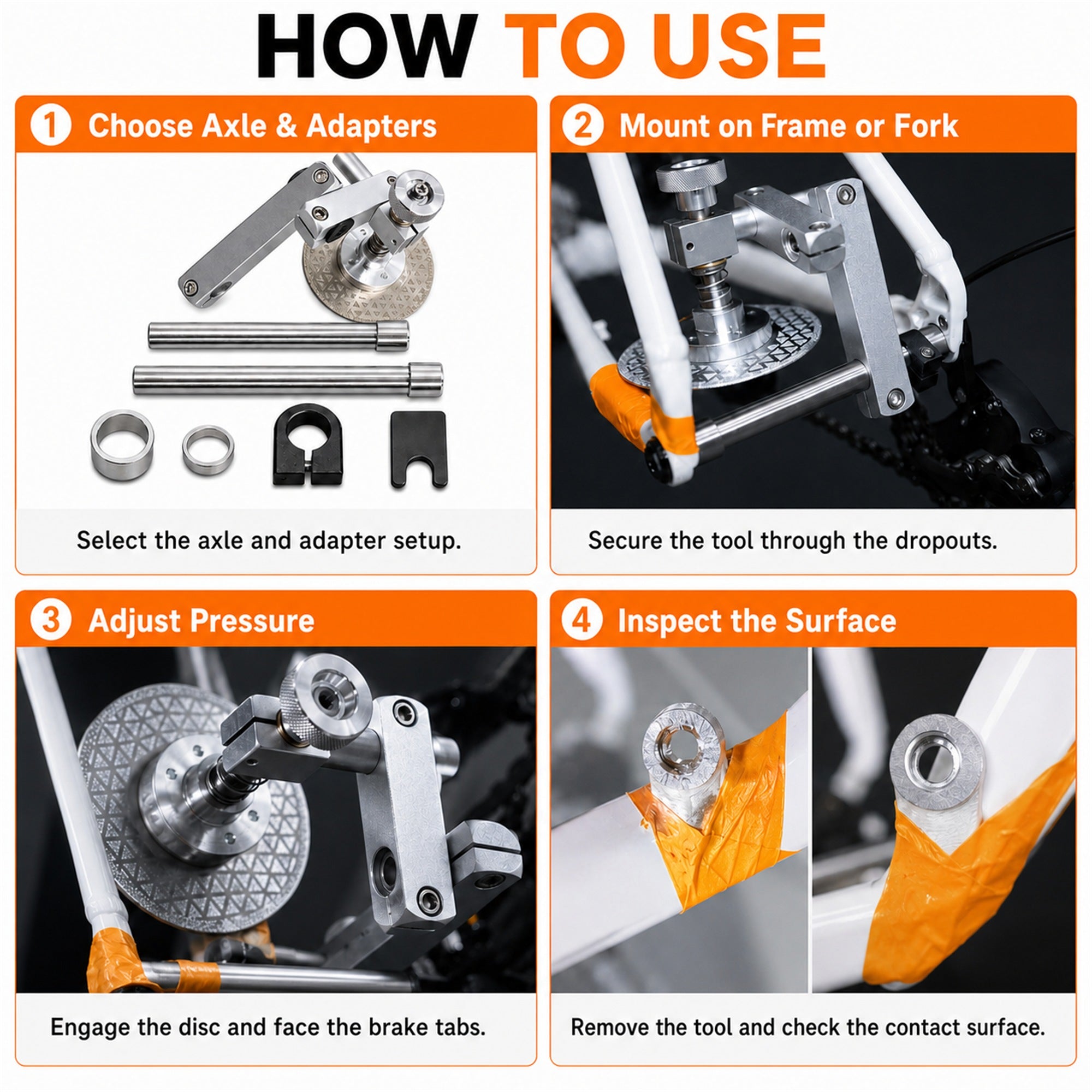 How to use a bike disc brake mount facing tool on frame brake tabs
