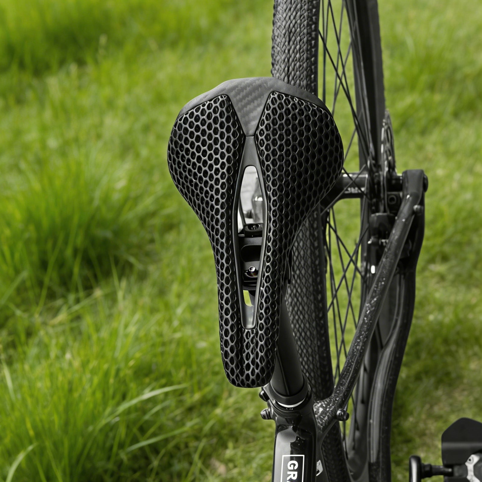 3D printed bike saddle installed on a road or gravel bicycle