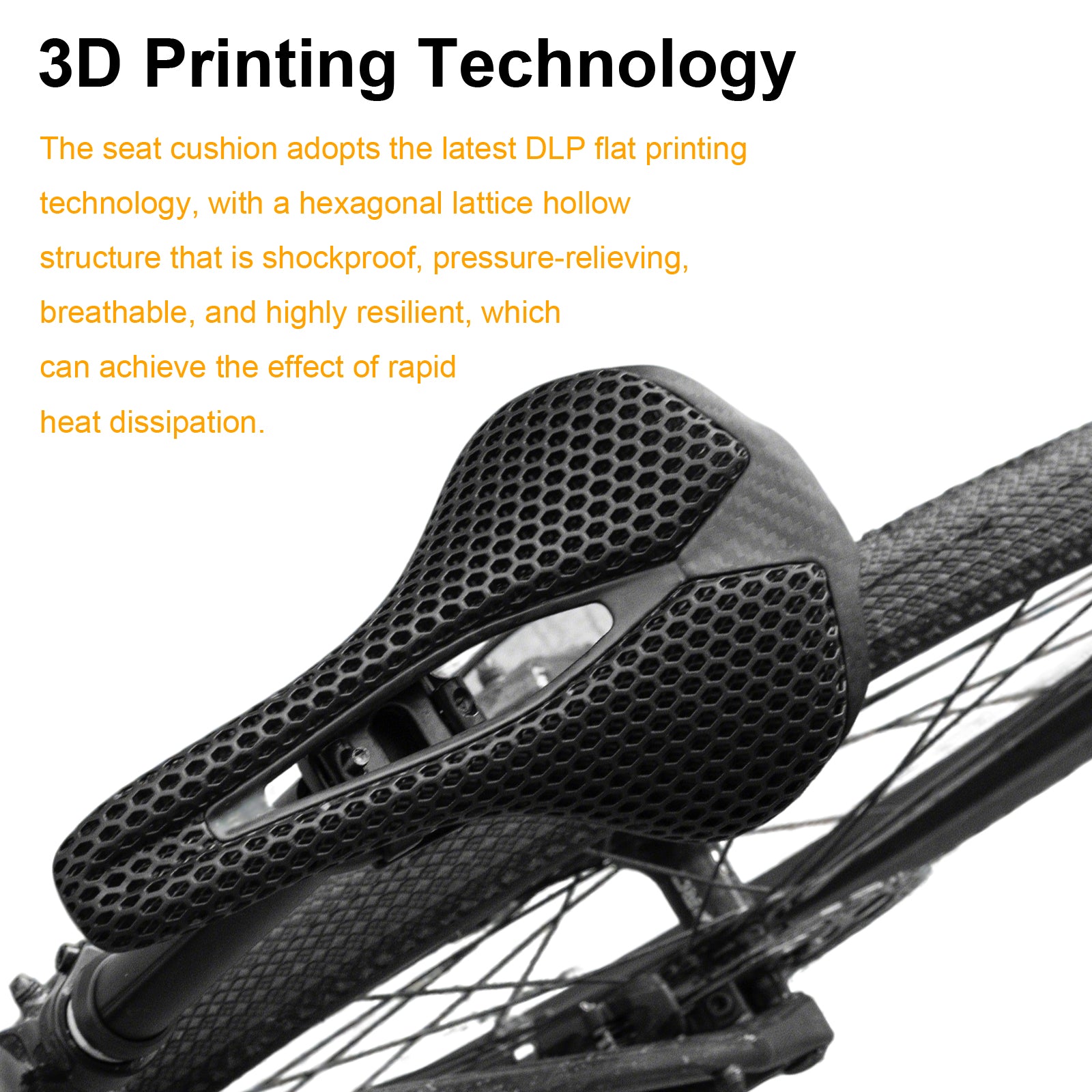 close-up of open honeycomb surface on VELYN 3D printed bike saddle