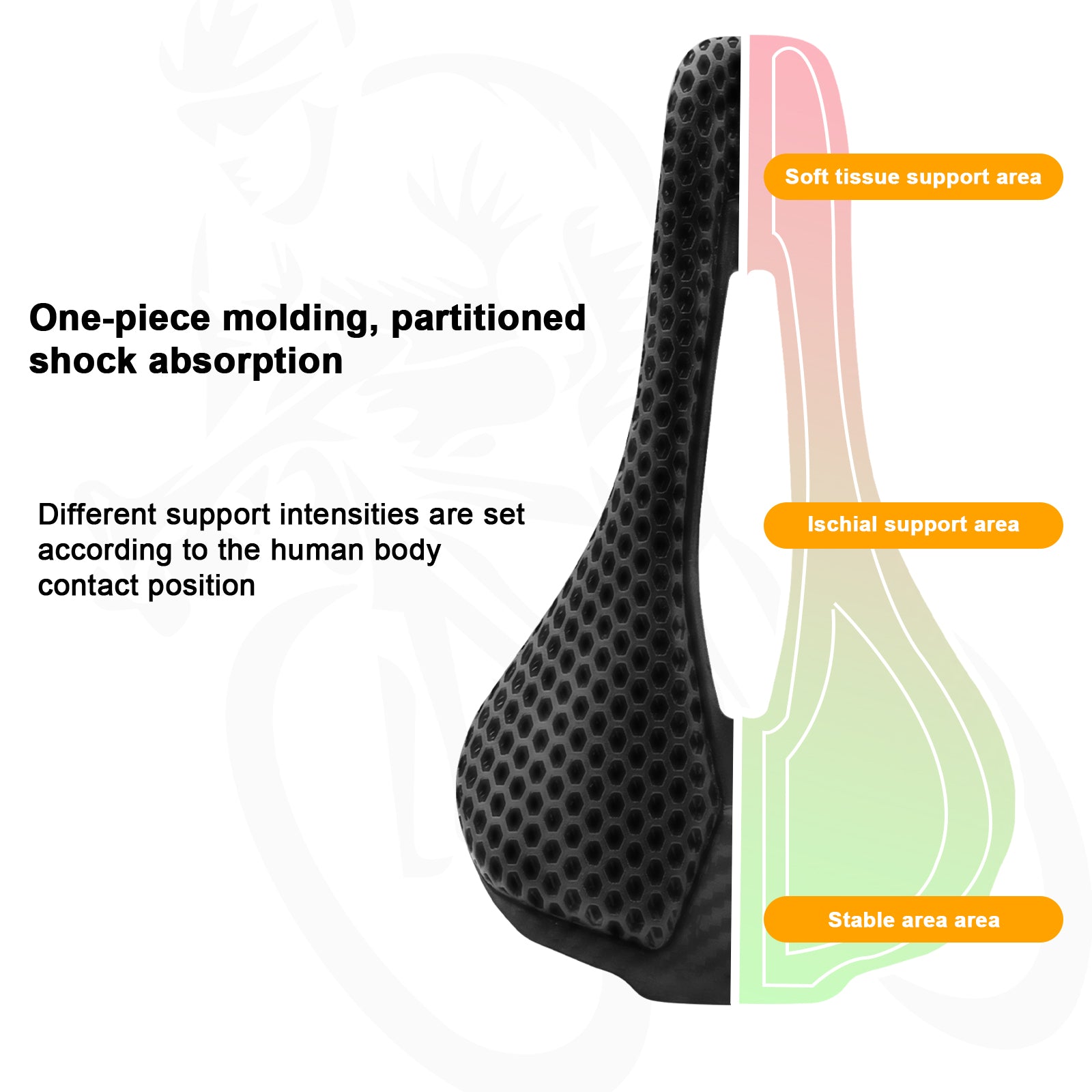 close-up of open honeycomb surface on VELYN 3D printed bike saddle