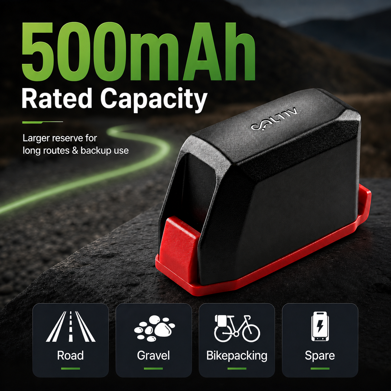 500mAh rechargeable bike battery compatible with SRAM AXS drivetrain and Reverb AXS