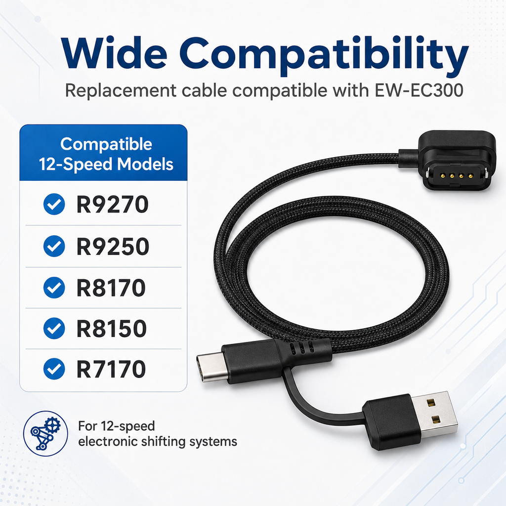 Charging cable compatible with Shimano Di2 R9270 R9250 R8170 R8150 and R7170 derailleurs