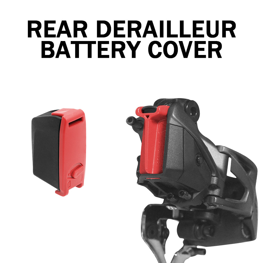 two red rear derailleur battery protector covers for select SRAM AXS eTap components