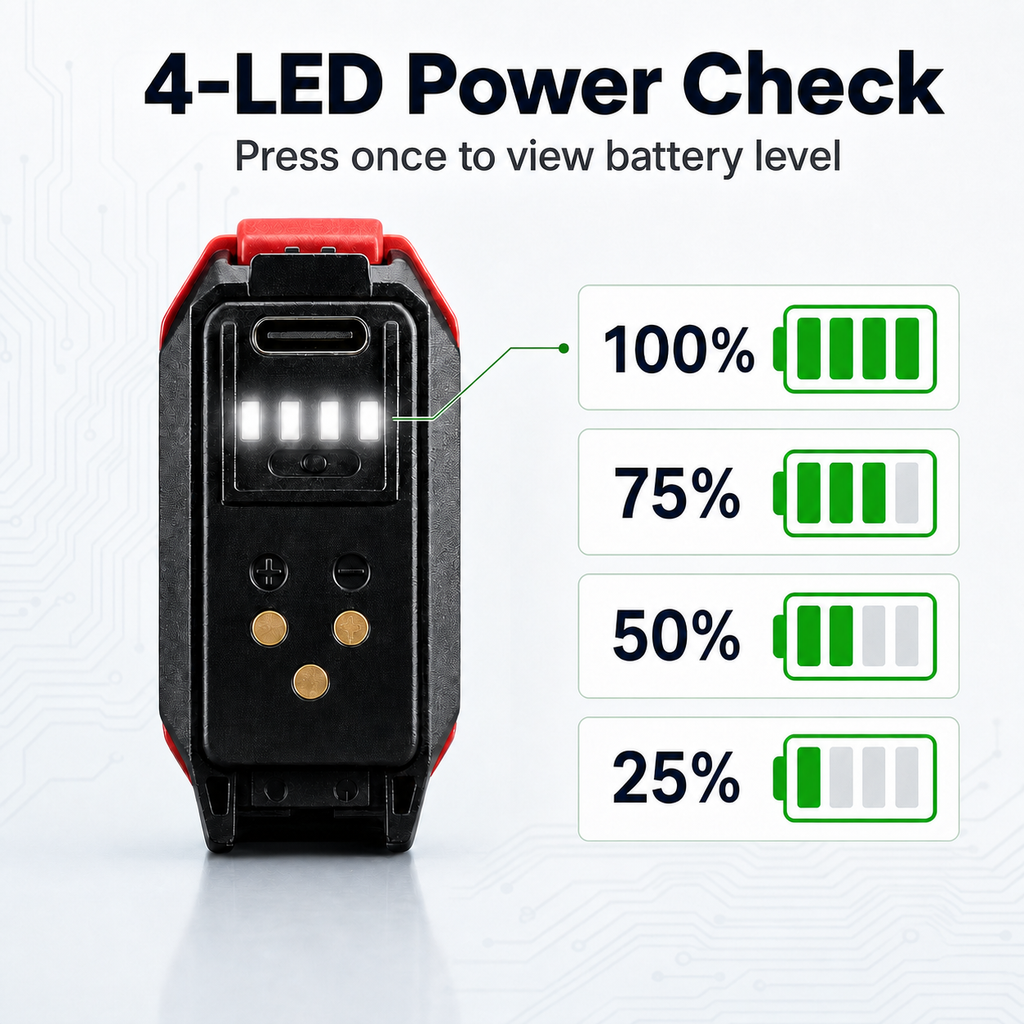 SRAM AXS compatible battery with 4-LED power indicator for quick charge checks