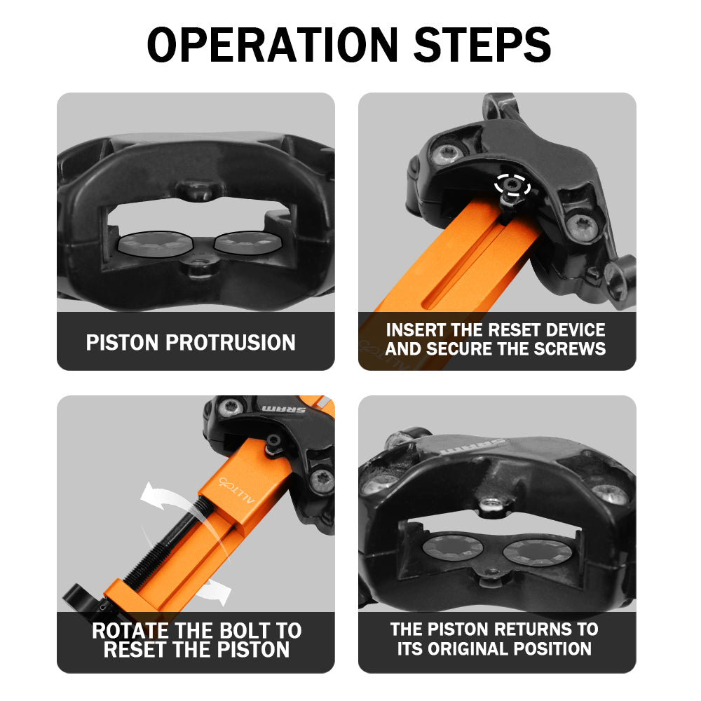 Brake piston press tool retracting caliper pistons during pad replacement