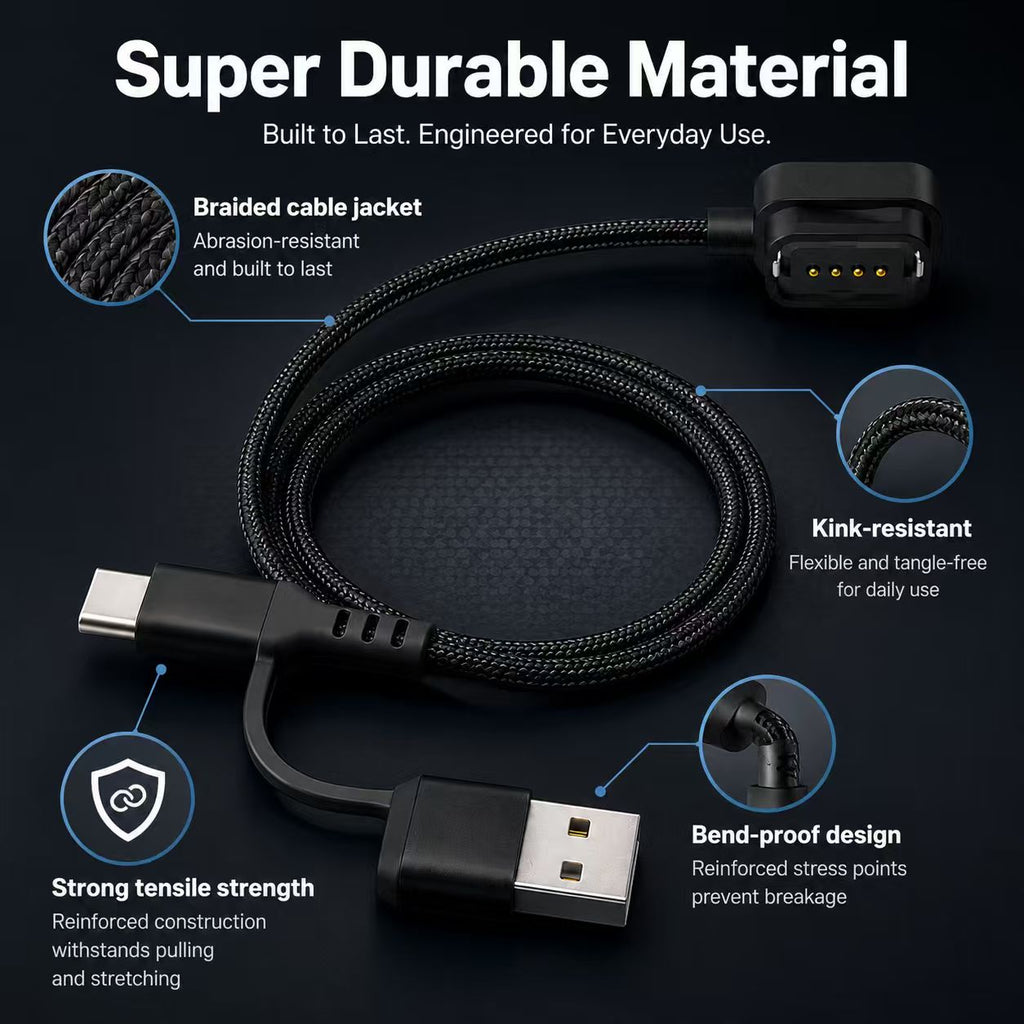Durable flexible magnetic charging cable with reinforced connector for Di2 bike maintenance
