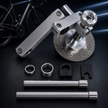 Bike disc brake mount facing tool kit with full accessories on white background
