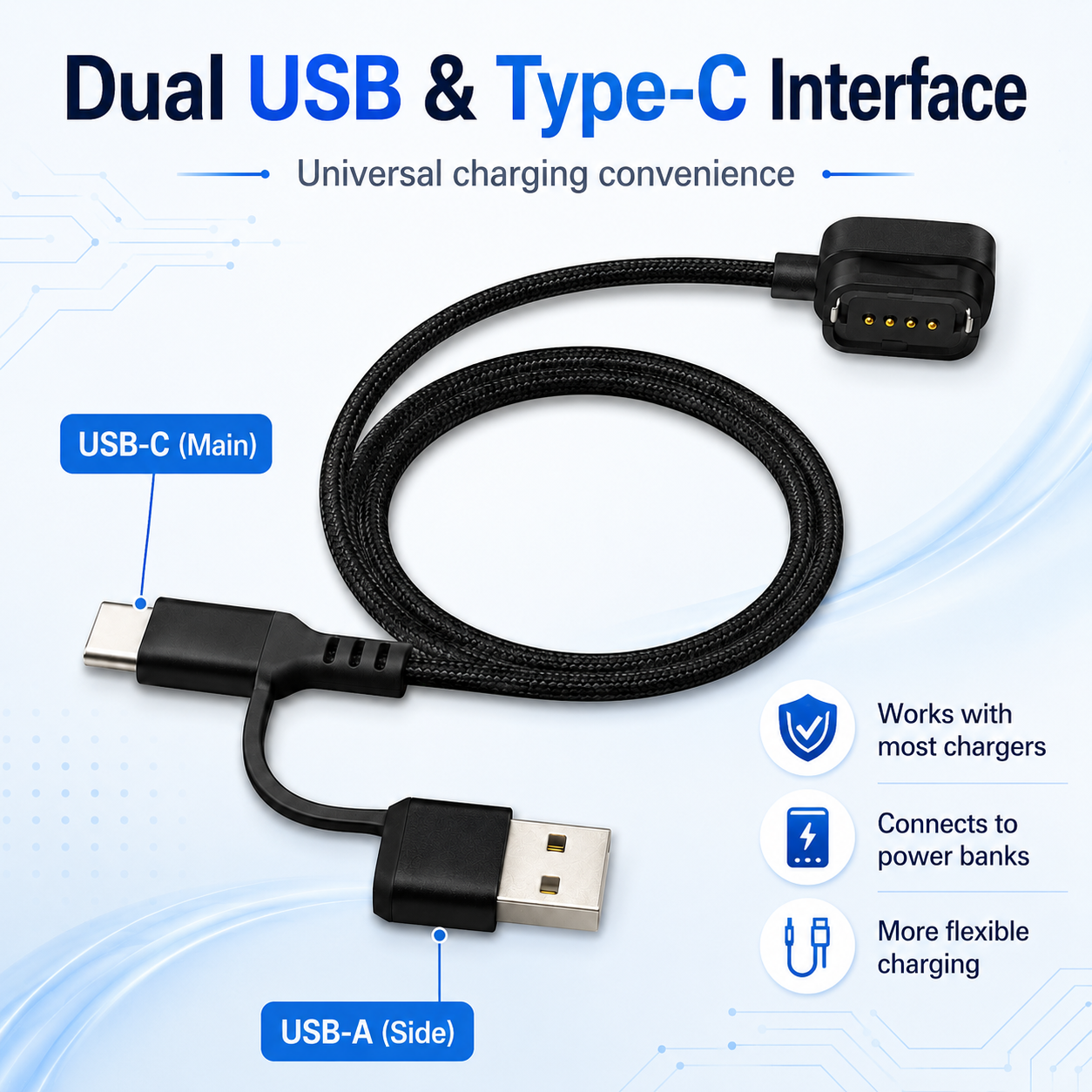 Magnetic 4-pin connector cable for Shimano EW-EC300 style Di2 charging ports